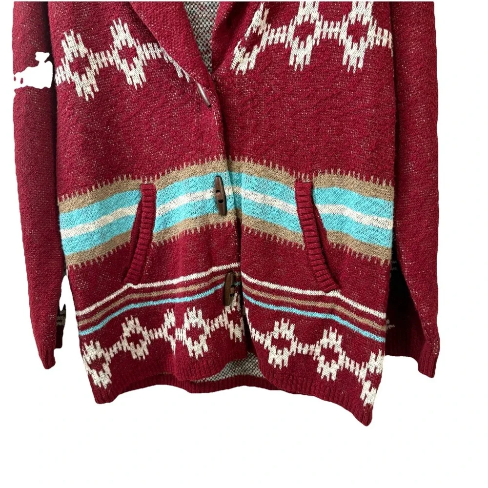 Cruel Denim Aztec Tribal Cardigan Sweater Women's Large‎ Button Front Southwest